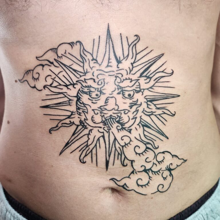 Sun Blowing Clouds Etching Bangkok